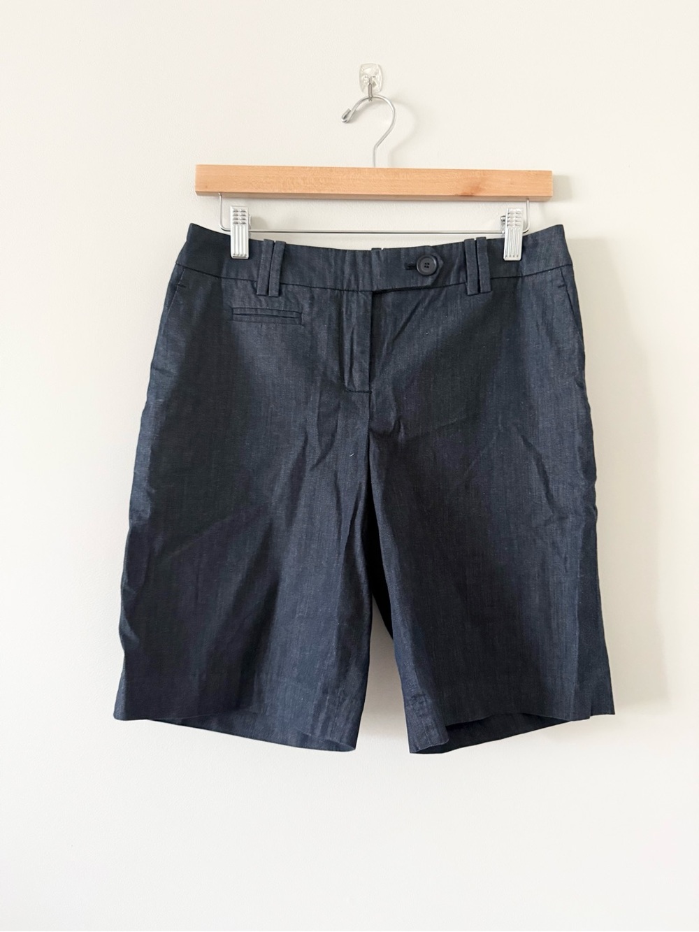 Loft Julie Dark Navy Stretch Denim Bermuda Shorts Size 4